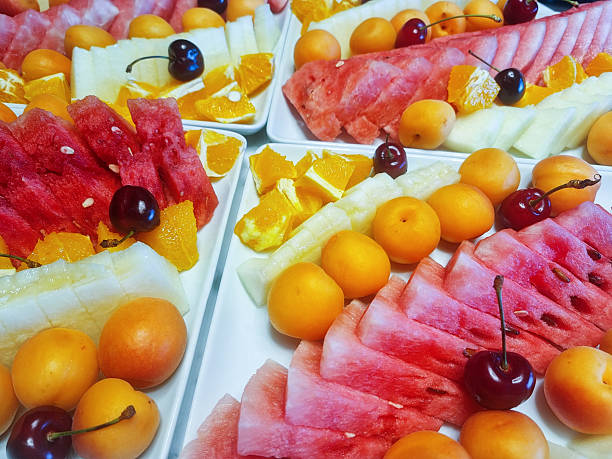 Full frame of assortment of healthy fresh fruits
