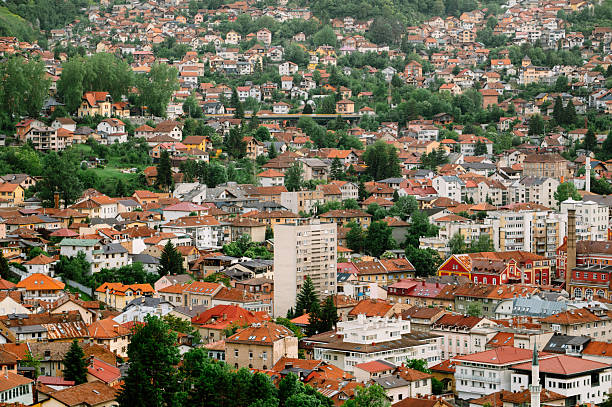 Residential buildings with different styles in Sarajevo, Bosnia and Herzegovina