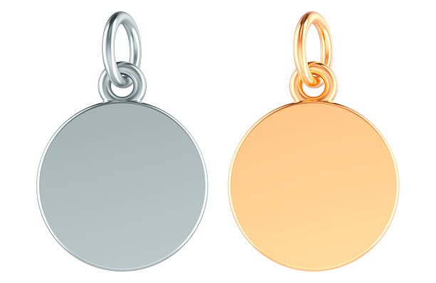 Round Pendant Charms, Gold and Silver. 3D Rendering