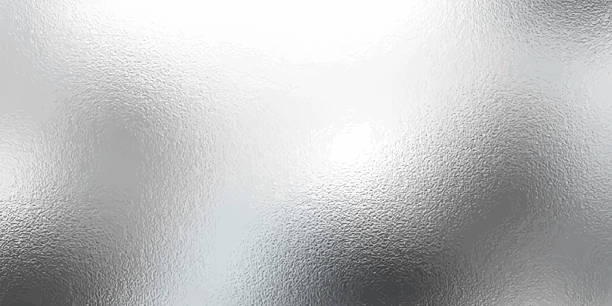 Metallic silver foil texture Metallic silver foil texture - shiny chrome background with reflective surface. Wrinkled aluminum glossy material of polished steel plate. Gleaming alloy sheet glowing metal pattern, luxury backdrop. glass surface stock illustrations