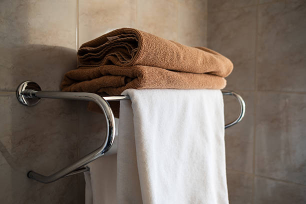 istock A rack of towels is hanging on a wall 2218467000