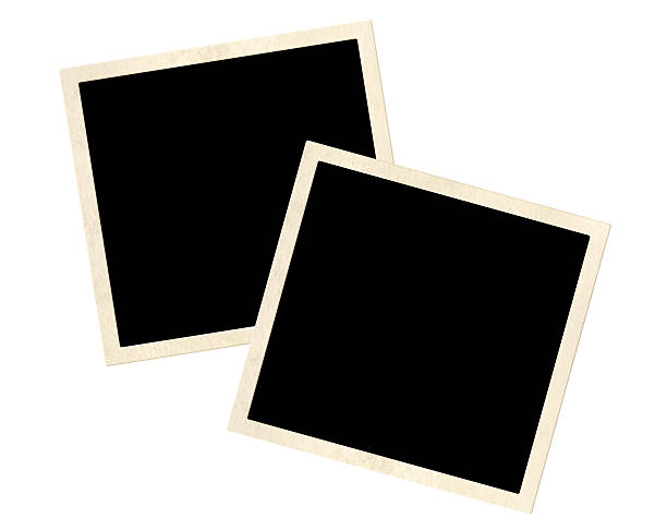 istock Two retro photo frame. Nostalgic scrapbooking style. Mock up template. Copy space for text. Isolated on white background 2218475448
