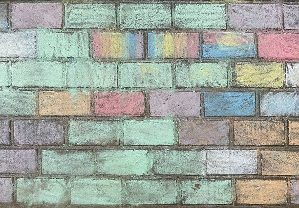 istock Colorful chalk wall created by school children using pastel colors 2218475558