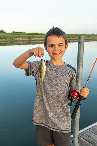 istock Boy Holding Small Perch He Caught While Fishing 2218478935