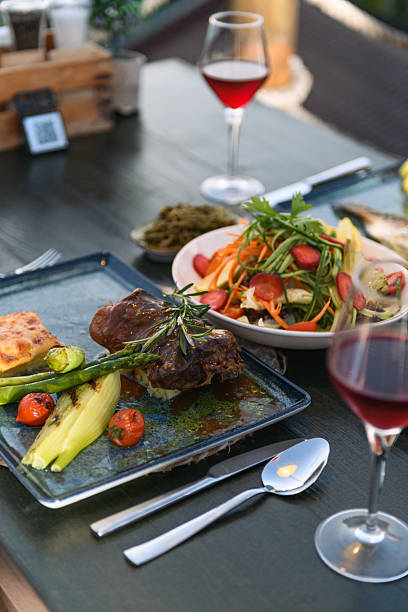 istock A beautifully presented meat dish served at a stylish hotel restaurant, showcasing culinary artistry 2218487481