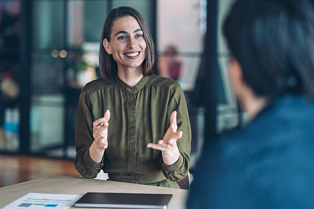 istock Businesswoman talking with excitement 2218487736