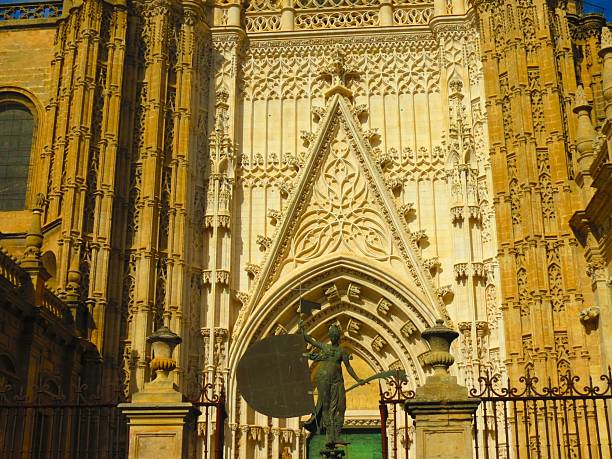 Seville ,Spain  -  11/13/2024  Seville Cathedral, Catedral de Santa Maria de la Sede, Gothic style architecture in Andalusia .