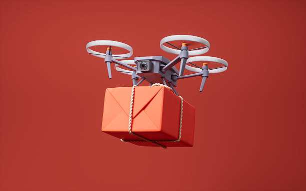 istock Drone carrying the gift box with celebrating concept, 3d rendering. 2218504552