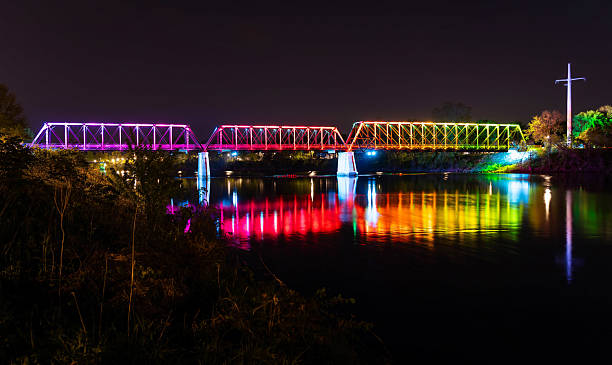istock River Lights Bridge Illuminated at Night in Eau Claire 2218506703