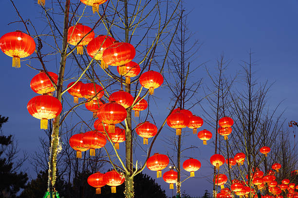 istock Chinese festive lantern at night 2218506844