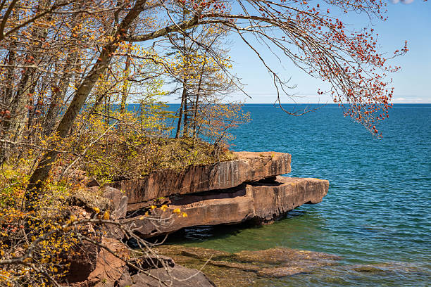 Cliff at Pictured Rocks National Lakeshore in Michigan, USA during autumn
