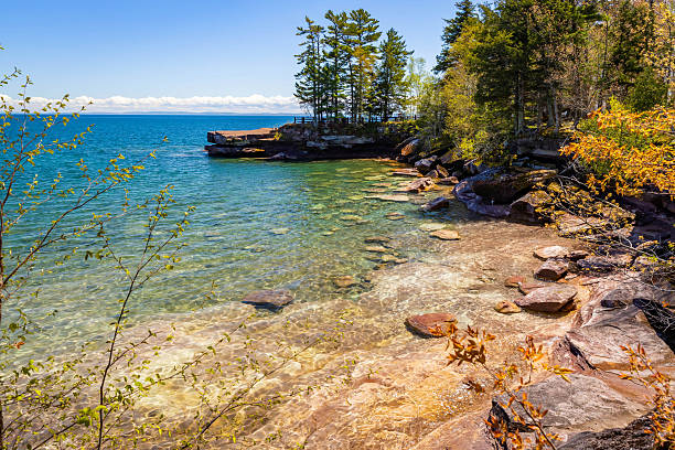 Landscape at Chapel Beach in Pictured Rocks National Lakeshore in Michigan, USA.