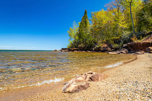 Couple sea kayaking on Lake Superior.