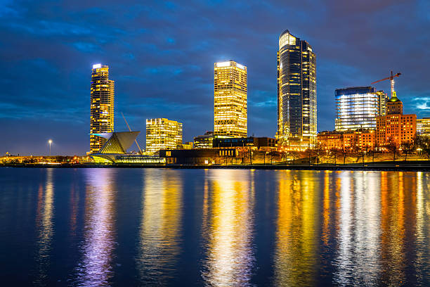 istock Milwaukee Skyline from the Bay at Night 2218508646