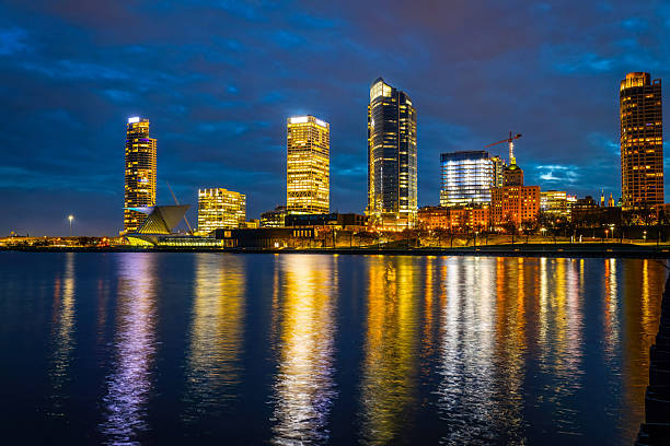 istock Milwaukee Skyline from the Bay at Night 2218508647