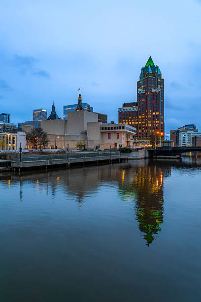 istock Milwaukee Downtown buildings Illuminated at Night 2218508718