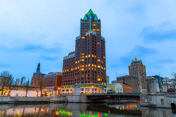 istock Milwaukee Downtown buildings Illuminated at Night 2218508729