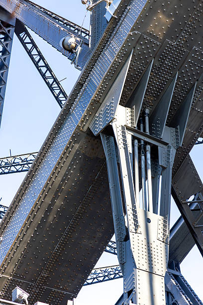 istock Closeup large complicated bridge steel structure, background with copy space 2218512299