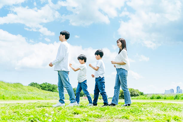 istock A family walking on a meadow against the blue sky 2218514192