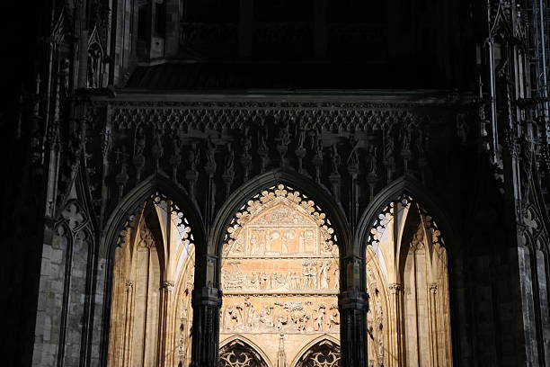 12th century church with gothic front Peterborough Cathedral England Europe