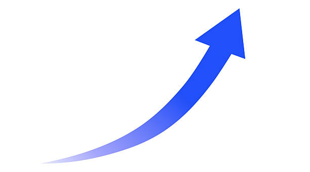 длинная восходящая стрелка синего градиента - двигаться вверх stock illustrations