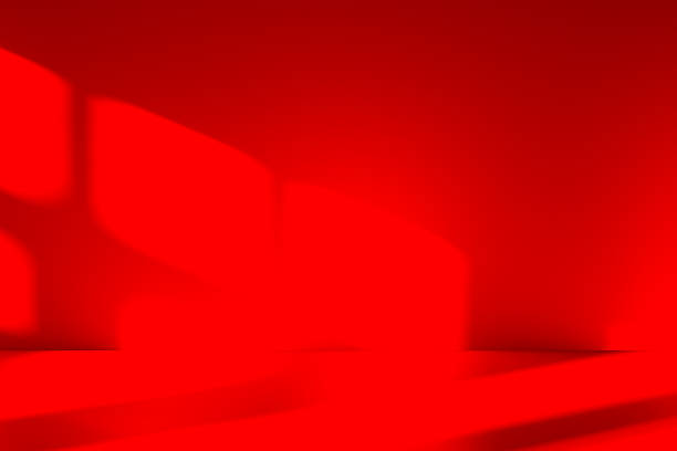 istock Wall interior background, studio and backdrops show products.with shadow from window color red . background for text insertion and presentation product 2218516952