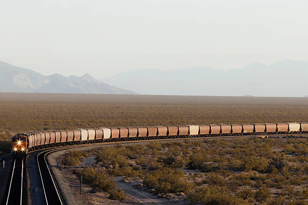 istock Distant desert landscape view of train 2218518221