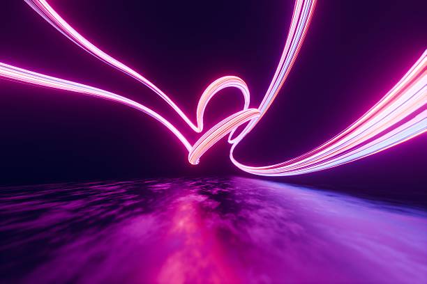 istock Curved luminous textured ribbons animation 2218518452
