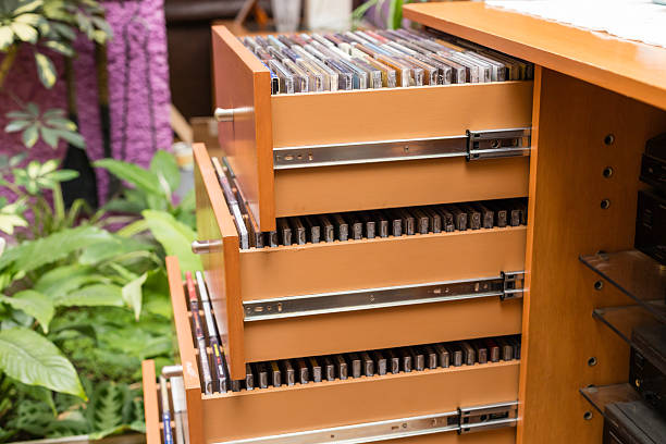 Rack of CDs, home collection in custom made cabinet