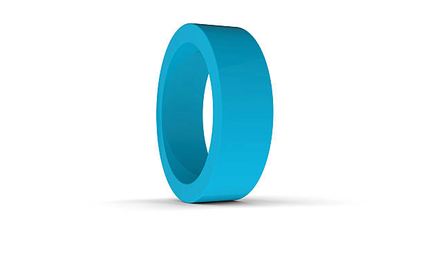 istock 3d Blue cyan ring hollow cylinder  isolated on white 2218523099