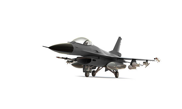 istock A model of a grey Fighter jet taking off landing isolated on white 2218523115