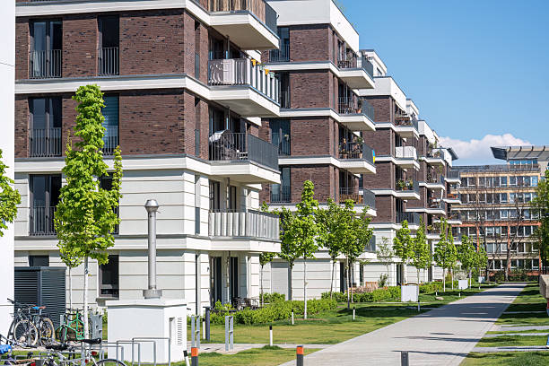 istock Housing development area with new apartment buildings 2218528468