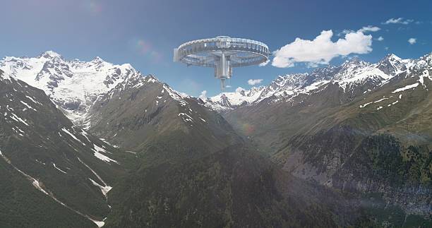 istock This photo captures three alien ships hovering in formation above the mountains during daylight. 2218536436