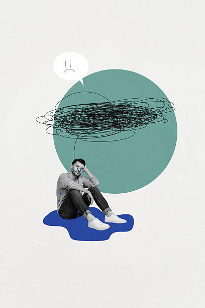 istock Creative vertical collage image young man sit depression mess mental pressure disorder sickness crying tears upset problem 2218541299