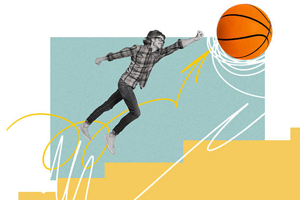 istock Trend artwork sketch image composite photo collage of dynamic sport activity exercise effort power man play game basketball sportsman 2218542312