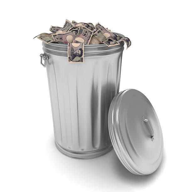 istock Japanese yen money garbage trash 2218543222