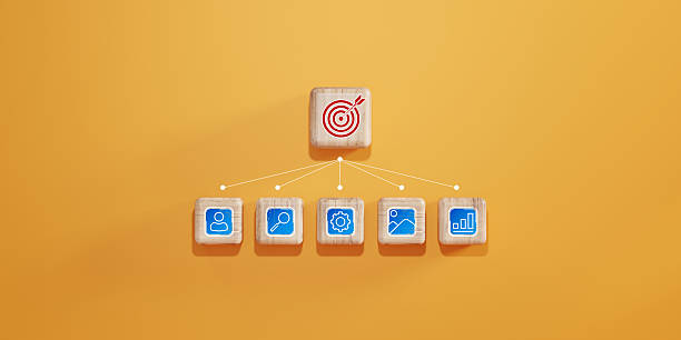 istock woods block step on table with icon Action plan, Goal and target, success and business target concept, project management, company strategy. 2218544264