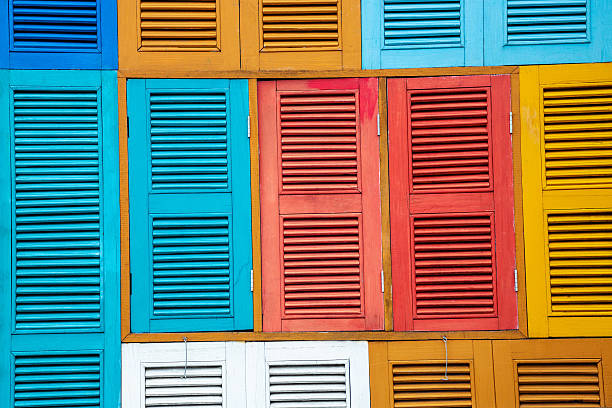 istock Colorful wooden windows for background. 2218546594