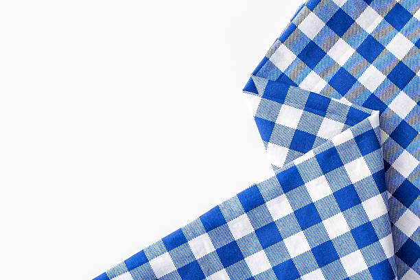 istock Blue and White Checkered Fabric with Contrast Pattern on White Background 2218547365