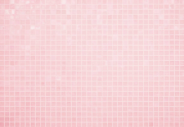 istock Pink tile wall chequered background bathroom floor texture. Ceramic wall and floor tiles mosaic background in bathroom and kitchen clean. Pool design pattern geometric with grid wallpaper decoration. 2218548130