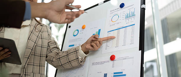 istock Data Analysis and Presentation. Professional team reviewing business metrics in a modern office. 2218554301