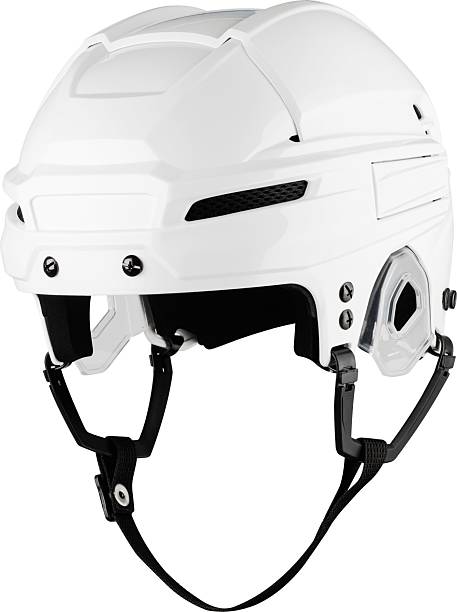 istock White Protective Ice Hockey Helmet with Transparent Plastic Visor on White Background 2218554839