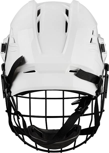 istock White Protective Ice Hockey Helmet with Transparent Plastic Visor on White Background 2218555060