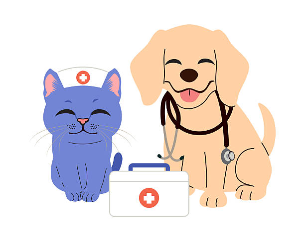 istock Pet Nurse Cat & Dog Veterinary Mascots Cartoon Vector Illustration 2218556455