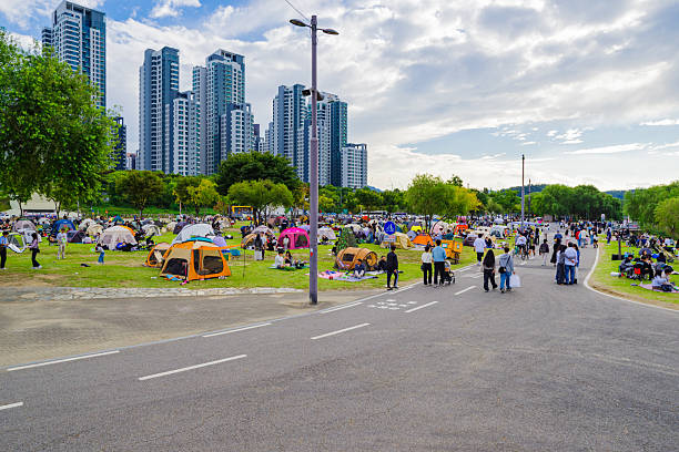 istock Mob for a public holiday on River han shore, Seoul, Korea 2218558424