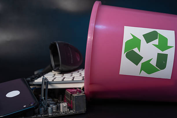 Old Cell Phones and Electronic Waste - Obsolete Technology for Recycling - Space for text.