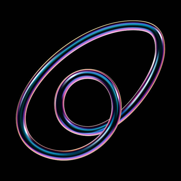 istock Abstract 3d holographic shape with neon glow and gradient colors in Y2K style 2218564905