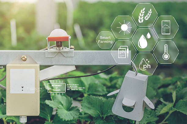 istock Smart farming, CO2 Sensor humidity lighting temperature monitor technology for automation plant farm 2218566203