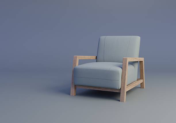 Floating Wooden Chairs in Surreal Bright Interior Scene. 3D Render