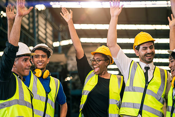istock group of workers team unity mix people multiracial together, engineer friend at work happy smiling at factory 2218568424